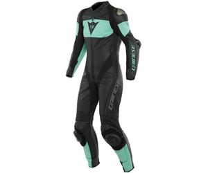 Dainese Imatra One Piece Perforated Ladies Traje de cuero de chaqueta, negro/verde, Talla 40