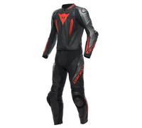Dainese Laguna Seca 5 Traje de cuero de motocicleta de 2 piezas, negro/gris/rojo, Talla 58