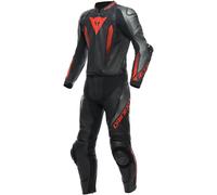 Dainese Laguna Seca 5 Traje de cuero de motocicleta de 2 piezas, negro/gris/rojo, Talla 50