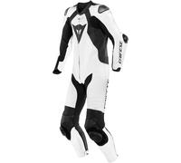 Dainese Laguna Seca 5 Traje de cuero de motocicleta perforado de una pieza, negro-blanco, tamaño 48 para Hombres