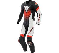 Dainese Laguna Seca 6 Traje de cuero para moto de 1 pieza, Negro/Blanco/Rojo, Talla 46