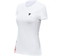 Dainese T-Shirt Logo Lady, Camiseta Moto Manga Corta, Mujer, Blanco/Negro, XL