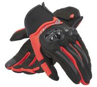 Dainese - Mig 3 Air Gloves, Guantes de Moto de Verano, Tejido Ventilado, Protectores de Nudillos, Pantalla Táctil, Hombre, Negro/Rojo Lava, M