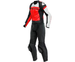 Dainese Mirage Traje de cuero de motocicleta de dos piezas para mujer, negro-blanco-rojo, tamaño 48