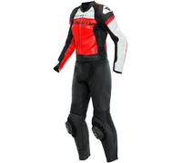 Dainese Mirage Traje de cuero de motocicleta de dos piezas para mujer, negro-blanco-rojo, tamaño 40