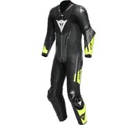 Dainese Misano 3 D-Air Airbag Traje de moto de cuero perforado de 1 pieza, negro-gris-amarillo, tamaño 52 para Hombres