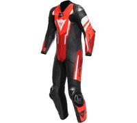 Dainese Misano 3 D-Air Airbag Traje de moto de cuero perforado de 1 pieza, negro/rojo, Talla 62