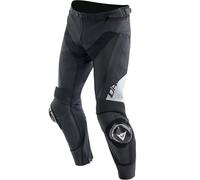 Dainese Delta 4 Pantalones de cuero de motocicleta, negro-blanco, tamaño 44