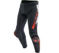 Dainese Super Speed Pantalones de cuero de moto perforados, negro-blanco-rojo, tamaño 48 para Hombres