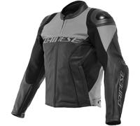 Dainese Racing 4 Chaqueta de cuero de motocicleta perforada, negro-gris, tamaño 44 para Hombres