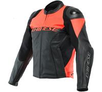 Dainese Racing 4 Chaqueta de cuero de motocicleta perforada, negro-rojo, tamaño 44 para Hombres
