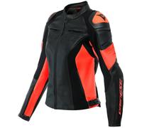 Dainese Racing 4 Chaqueta de cuero para motocicleta para damas, negro/rojo, Talla 42