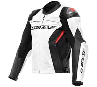 Dainese Racing 4 Chaqueta de cuero para moto, negro-blanco, tamaño 50