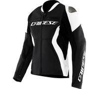 Dainese Racing 5 Chaqueta de cuero para moto para mujer, negro-blanco, tamaño 48