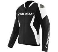 Dainese Racing 5 Chaqueta de cuero para moto para mujer, Negro/Blanco, Talla 38