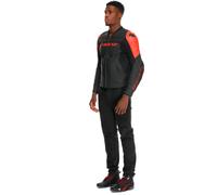 Dainese Racing 5, chaqueta de cuero perforada 54 male Negro/Rojo Neón