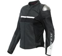 Dainese Rapida Chaqueta de cuero para motocicleta para damas, Negro/Blanco, Talla 40