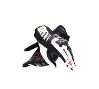 Dainese Reacto Carbon Short Gloves Wmn, Guantes Moto Cortos Mujer en Piel con Protección Nudillos Carbono Acolchado Palma y Dedos Smart Touch, para Mujer, Black/White/Red-Fluo, XL