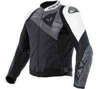 Dainese Sportiva Chaqueta de cuero para motocicleta, Negro/Gris/Blanco, Talla 50