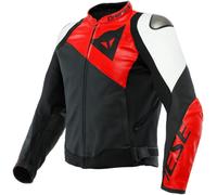 Dainese Sportiva Chaqueta de cuero para motocicleta, negro/rojo/blanco, Talla 46