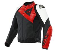 Dainese Sportiva Giacca in pelle per moto, nero/rosso/bianco, 56