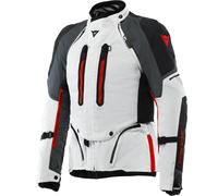 Dainese Super Adventure Absoluteshell S26 Chaqueta Textil de Motocicleta Impermeable, Gris claro/negro/rojo, Talla 46