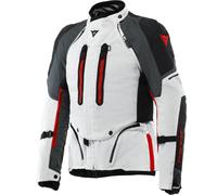 Dainese Super Adventure Absoluteshell S26 Chaqueta Textil de Motocicleta Impermeable, Gris claro/negro/rojo, Talla 48