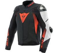 Dainese Super Speed 4 chaqueta de cuero de motocicleta perforada, Negro/Blanco/Rojo, Talla 44