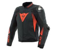 Dainese Super Speed 4 Chaqueta Moto De Cuero Negra Mat Fluo Roja, CE, Cremallera