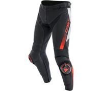 Dainese Super Speed Pantalones de cuero de moto perforados, negro-blanco-rojo, tamaño 64 para Hombres