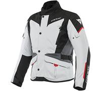 Dainese - Tempest 3 D-Dry, Chaqueta de moto Touring para Hombre, Impermeable, Forro Térmico Desmontable, Protectores de Hombros y Codos, Gris Hielo/Negro/Rojo Lava, 52