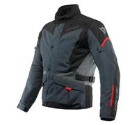 Dainese - Tempest 3 D-Dry, Chaqueta de moto Touring para Hombre, Impermeable, Forro Térmico Desmontable, Protectores de Hombros y Codos, Ébano/Negro/Rojo Lava, 48