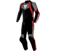Dainese Avro 4 Mono de cuero para moto de 2 piezas, negro-gris-rojo, tamaño 52 para Hombres