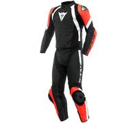 Dainese Avro 4 Traje de cuero para motocicleta de dos piezas, negro-blanco-rojo, tamaño 46