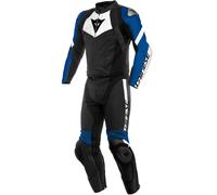 Dainese Avro 4 Mono de cuero para moto de 2 piezas, negro-blanco-azul, tamaño 54 para Hombres