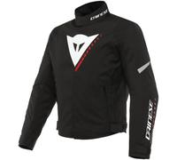 Dainese Veloce D-Dry Chaqueta textil de la motocicleta, Negro/Blanco/Rojo, Talla 44