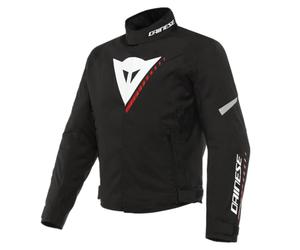 Dainese - Veloce D-Dry Jacket, Chaqueta Moto Hombre Invierno y Verano, Transpirable y Resistente a la Lluvia, 4 Estaciones, Cazadora Moto con Forro Térmico Desmontable, Negro/Blanco/Rojo