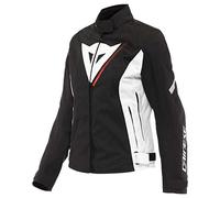 Dainese Veloce Lady D-Dry Jacket, Chaqueta Moto 4 Estaciones, Mujer, Negro/Blanco/Rojo Lava, 44