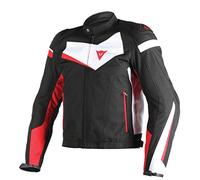 Dainese-VELOSTER TEX Chaqueta, Negro/Blanco/Rojo, Talla 54