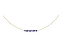 Dainty Beaded Blue Lapis Bar Necklace,September Birthstone Necklace,18K Gold Plated Delicate Handmade Faceted Lapis Lazuli Stone Beads Bar Boho Necklaces for Women