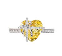 Dainty Cute 925 Silver Pink Heart Ring en forma de circón Anillo de corbata de lazo para mujeres Anillo de compromiso de la boda Anillos de promesa de la boda CZ Diamond Eternity Band Apente del