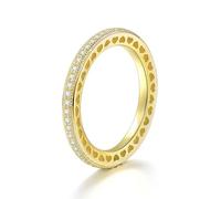 Dainty Promise Ring The Promise Ring Vintage Hollow Heart with Round Shape Moissanite Yellow Gold, T 1/2, Oro amarillo de 14 quilates, Moissanita