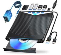 Dainty Unidad Blu ray externa 7 en 1 de lectura/escritura con grabadora Bluray USB 3.0 y tipo C compatible con/Windows 7-11 Mac OS compatible con BD/DVD/CD, Windows 7-11 y Mac, PC M-DISC (negro)