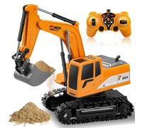 Daioller Excavador de Construcción - Juguete de control remoto para Niños 3+, RC Excavator Hidráulico con Recarga/60+Min de Tiempo de Juego/Gira 680-grados/Pala de metal/Luces/Sonidos