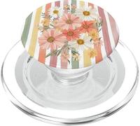 Daisies Wildflower Bouquet Striped Aesthetic Illustration PopSockets PopGrip para MagSafe