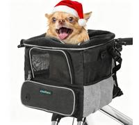 DAISTERN Cesta de bicicleta para perros de hasta 4 kg con adaptador de manillar, diámetro de 53 mm, cesta para perros de bicicleta, mochila delantera, bolsa de hombro, asiento de coche con varias