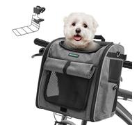 DAISTERN Cesta para Bicicleta Delantera para Perros y Gatos hasta 10KG con Soporte L Ultra-Resistente, Mochila para Mascotas, Cremallera SBS, Ventanas de Malla Transpirables, Cojín Impermeable