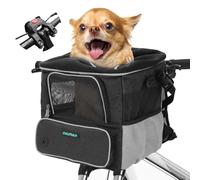 DAISTERN Cesta para Bicicleta para Perros hasta 4KG con Adaptador Φ53mm, Cesta Delantera para Bicicleta, Mochila, Bolsa de Hombro, Asiento de Coche con Varias Ventanas de Malla, Cojín Impermeable