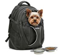 DAISTERN Mochila transportadora para perros para senderismo, bolsa de viaje para mascotas de hasta 18 libras, mochila plegable 2 en 1 para gatos con compartimento para laptop, mochila reforzada de