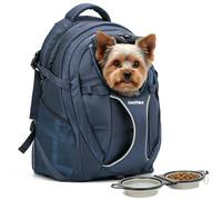 DAISTERN Mochila transportadora para perros para senderismo, bolsa de viaje para mascotas de hasta 18 libras, mochila plegable 2 en 1 para gatos con compartimento para laptop, mochila reforzada de
